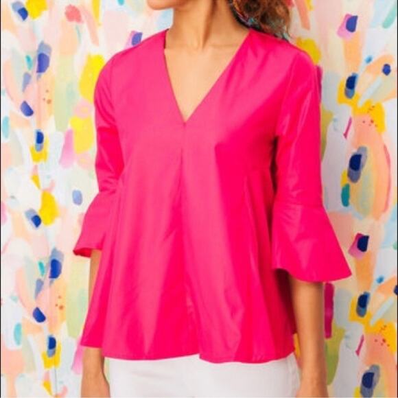 Pomander Place Pink Poplin Addie Blouse - Picture 1 of 9